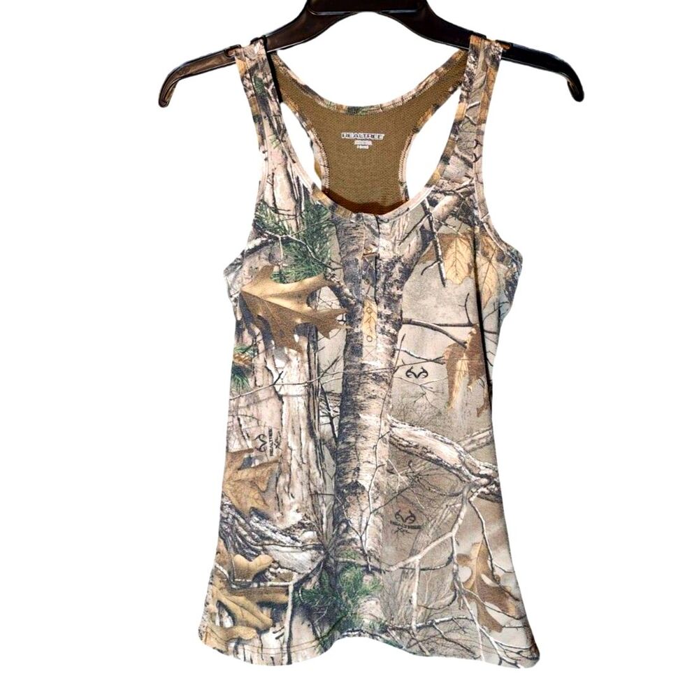 Realtree Xtra Camo Henley Racerback Tank Top Mesh Back